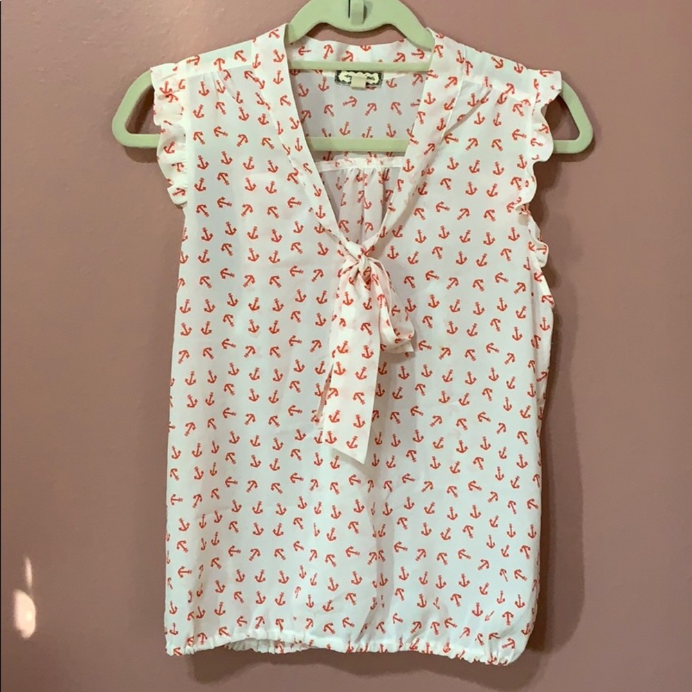 White Blouse with Anchors